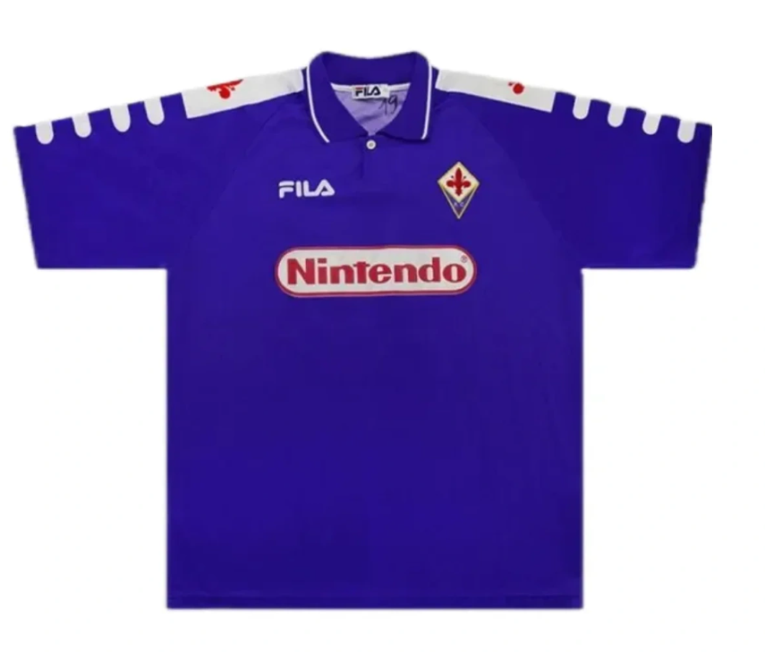 98-99 Fiorentina RUI COSTA #10 BATISTUTA #9 Retro Jersey Home